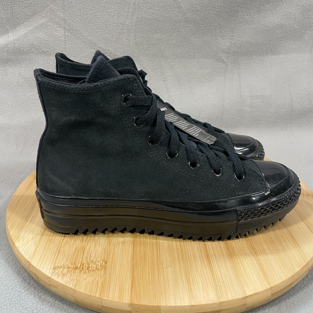 NWT Converse Chuck Taylor All Star Womens Sz 6.5 Hi Suede Triple Black Shoes